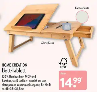 Aldi Nord Home Creation Bett-Tablett Angebot