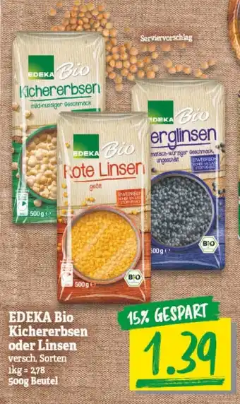 NP Discount Edeka Bio Kichererbsen oder Linsen 500g Beutel Angebot