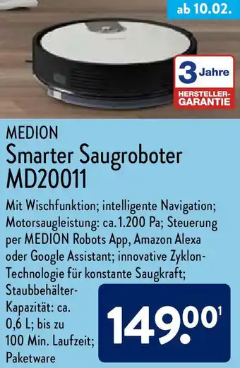 Aldi Nord Medion Smarter Saugroboter MD20011 Angebot