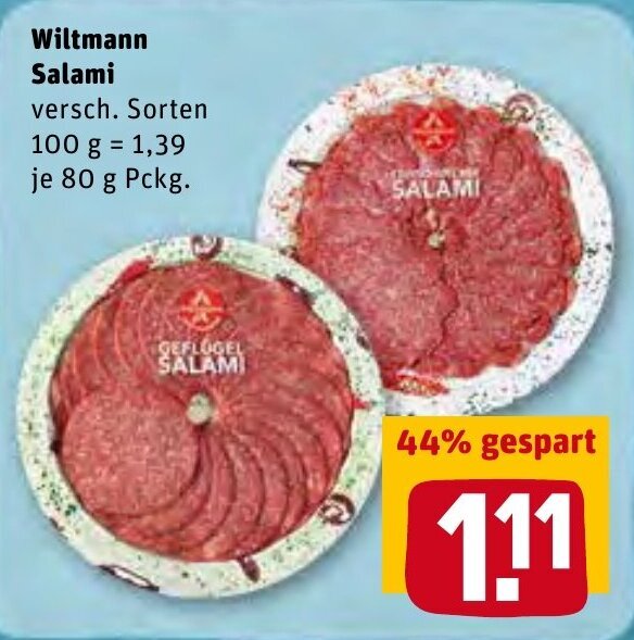 Wiltmann Salami 80g Pckg. Angebot bei REWE Kaufpark