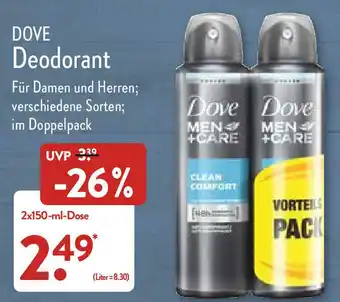 Aldi Nord Dove Deodorant 2 x 150-ml-Dose Angebot