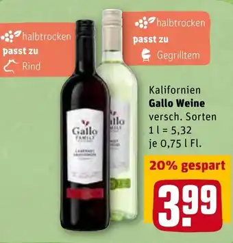 REWE Kaufpark Kalifornien Gallo Weine 0,75L Angebot