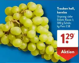 Aldi Süd Trauben hell, kernlos Angebot