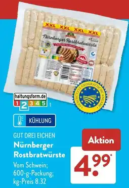 Aldi Süd GUT DREI EICHEN Nürnberger Rostbratwürste Angebot