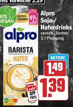 HIT Alpro Soja-/Hafersorten Angebot