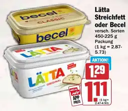 HIT Lätta Streichfett oder Becel Angebot