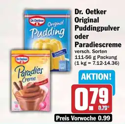 HIT Dr. Oetker Original Puddingpulver oder Paradiescreme Angebot