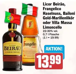 HIT Licor Beirão, Frangelico Haselnuss, Bailoni Gold-Marillenlikör oder Villa Massa Limoncello Angebot