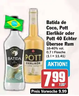 HIT Batida de Coco, Pott Eierlikör oder Pott 40 Echter Übersee Rum Angebot