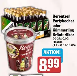 HIT Berentzen Partybecher oder Kümmerling Kräuterlikör Angebot