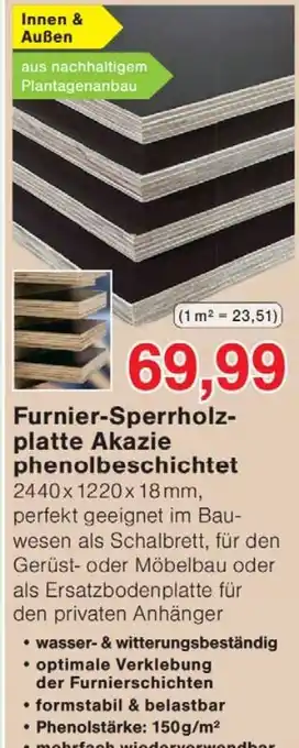 Wiglo Wunderland Furnier-Sperrholzplatte Akazie phenolbeschichtet Angebot