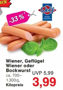 Wiglo Wunderland Wolf Wiener, Geflügel Wiener oder Bockwurst Angebot