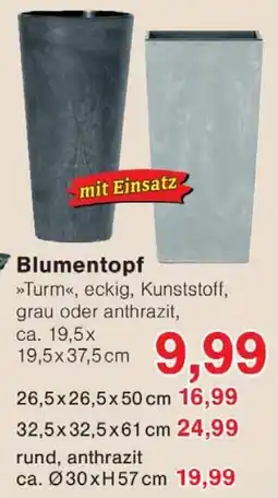 Wiglo Wunderland Blumentopf »Turm«, eckig, Kunststoff, grau oder anthrazit Angebot
