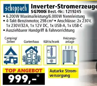 Norma scheppach Inverter-Stromerzeuger SG7000i Angebot