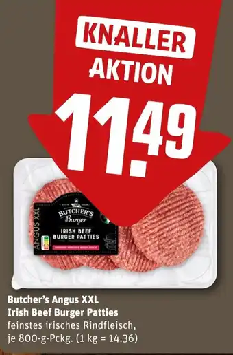 REWE Butcher's Angus XXL Irish Beef Burger Patties Angebot