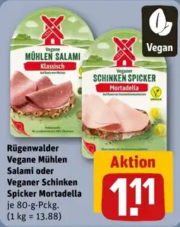 REWE Rügenwalder Vegane Mühlen Salami oder Veganer Schinken Spicker Mortadella Angebot