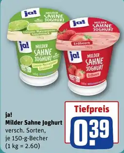 REWE ja! Milder Sahne Joghurt Angebot