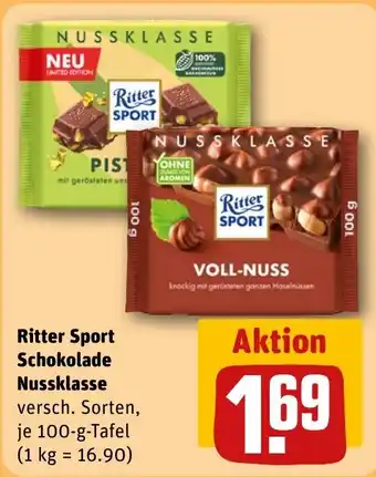 REWE Ritter Sport Schokolade Nussklasse Angebot