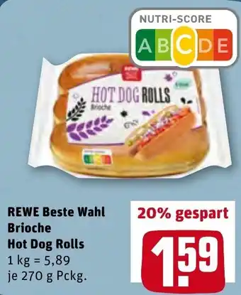 REWE Center Rewe Beste Wahl Brioche Hot Dog Rolls 270g Angebot