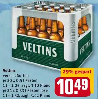 REWE Center Veltins 20x0,5L / 24x0,33L Angebot