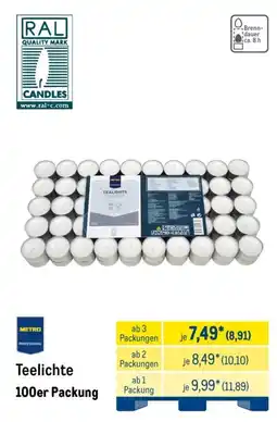METRO Teelichte 100er Packung Angebot