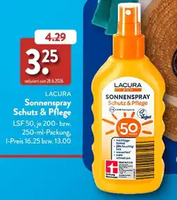 Aldi Süd LACURA Sonnenspray Schutz & Pflege Angebot