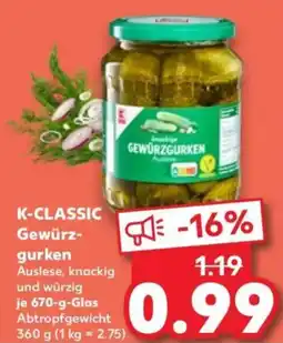 Kaufland K-CLASSIC Gewürzgurken Angebot