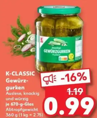 Kaufland K-CLASSIC Gewürzgurken Angebot