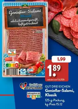 Aldi Süd GUT DREI EICHEN Genießer-Salami, Klassik Angebot