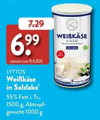 Aldi Süd LYTTOS Weißkäse in Salzlake Angebot