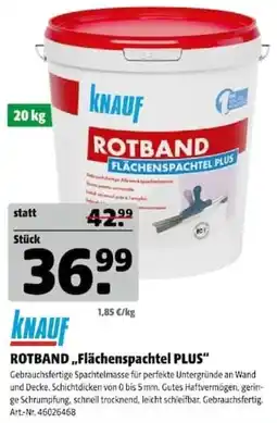 Hagebau KNAUF ROTBAND „Flächenspachtel PLUS“ Angebot