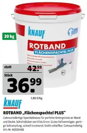 Hagebau KNAUF ROTBAND „Flächenspachtel PLUS“ Angebot