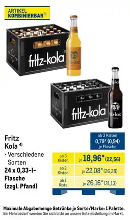 METRO Fritz Kola Angebot