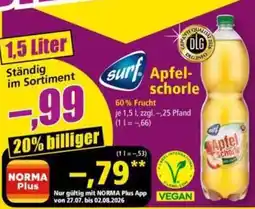 Norma surf Apfelschorle Angebot