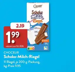 Aldi Süd CHOEUR Schoko-Milch-Riegel Angebot