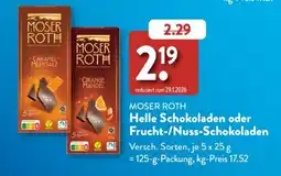 Aldi Süd MOSER ROTH Helle Schokoladen oder Frucht-/Nuss-Schokoladen Angebot