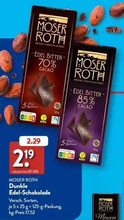 Aldi Süd MOSER ROTH Dunkle Edel-Schokolade Angebot