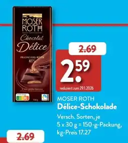 Aldi Süd MOSER ROTH Délice-Schokolade Angebot