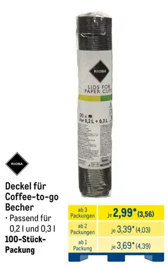 METRO RIOBA Deckel für Coffee-to-go Becher Angebot