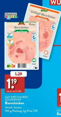Aldi Süd GUT DREI EICHEN/ GÜLDENHOF Bierschinken Angebot