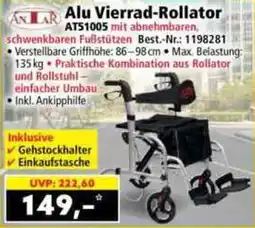 Norma Alu Vierrad-Rollator AT51005 mit abnehmbaren, schwenkbaren Fußstützen Angebot