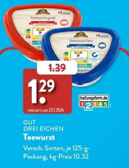 Aldi Süd GUT DREI EICHEN Teewurst Angebot