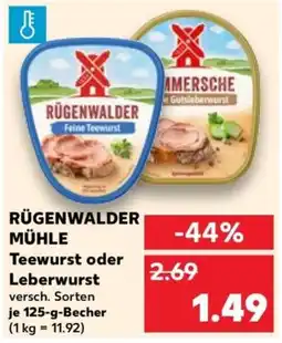 Kaufland RÜGENWALDER MÜHLE Teewurst oder Leberwurst Angebot