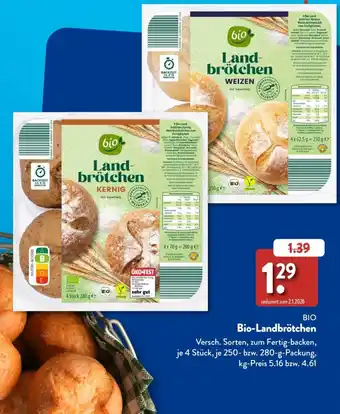 Aldi Süd Bio-Landbrötchen Angebot