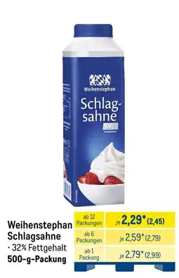 METRO Weihenstephan Schlagsahne Angebot