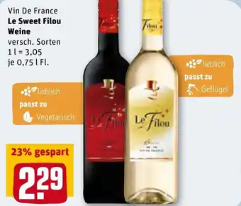 REWE Kaufpark Le Sweet Filou Weine 0,75L Angebot