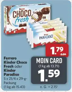 Combi Ferrero Kinder Choco Fresh oder Kinder Paradiso Angebot