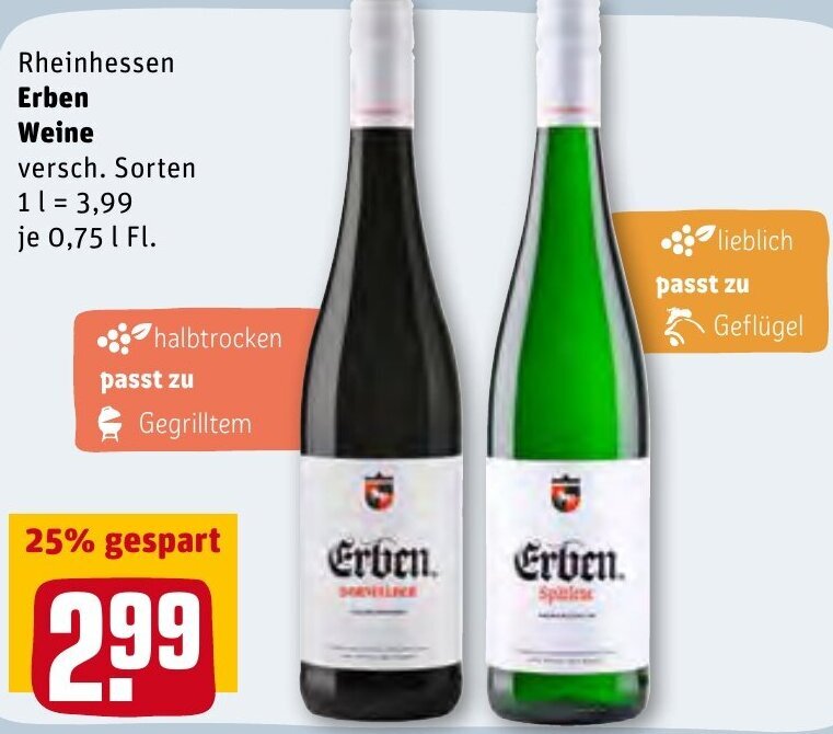 Erben Weine 0,75L Angebot bei REWE Center