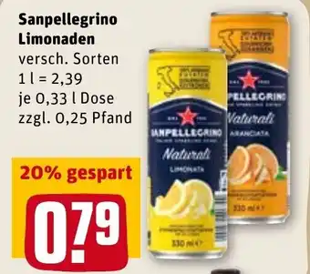 REWE Kaufpark Sanpellegrino Limonaden 0,33L Dose Angebot