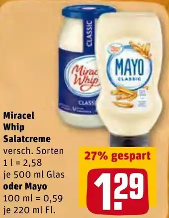 REWE Kaufpark Miracel Whip Salatcreme 500ml oder Mayo 220ml Angebot